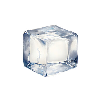 watercolor ice cube isolated on transparent background