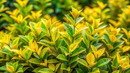 Obraz premium Golden privet leaves creating a vibrant and lush garden display , green, yellow, leaves, shrub, plant, foliage, nature