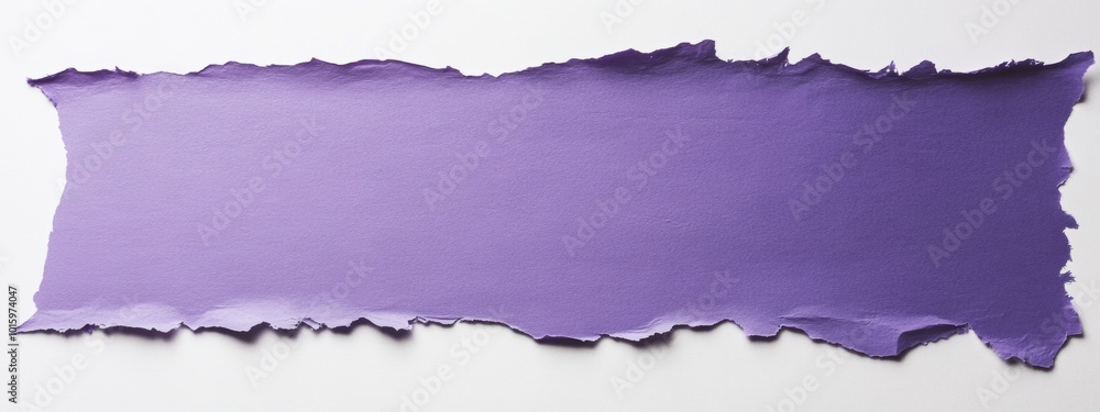 Poster purple paper with torn edge, centered on white background, ideal for adding text or creative designs
