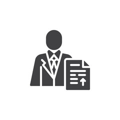 Person and legal document with up arrow vector icon