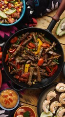 Fajitas, wheat tortillas as taco wraps. Mexican cuisine