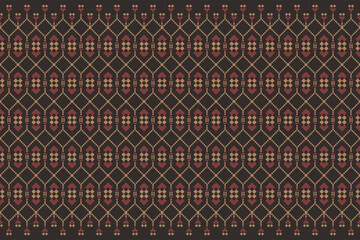 Vintage cross stitch traditional ethnic pattern.floral pixel art embroidery. Elegance background abstract Aztec beautiful seamless pattern for fabric,cloth,dress,carpet,curtain,sarong,batik.