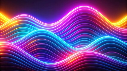 Obraz premium Vibrant neon wavy lines on colorful background, neon, wavy, lines, vibrant, colorful, abstract, background, bright, vivid