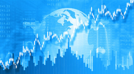 Global Stock market growth graph chart. 3d illustration .