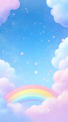 Rainbow and Stars in a Pastel Sky.