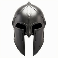 Fototapeta premium This striking gladiator helmet features bold, angular lines and a polished surface that captures the essence of ancient warriors, symbolizing strength and bravery
