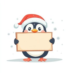 Merry Christmas and Happy new year poster, cheerful of penguin