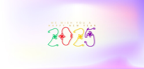 Festive background featuring colorful confetti and Happy New Year 2025 text in a joyful design