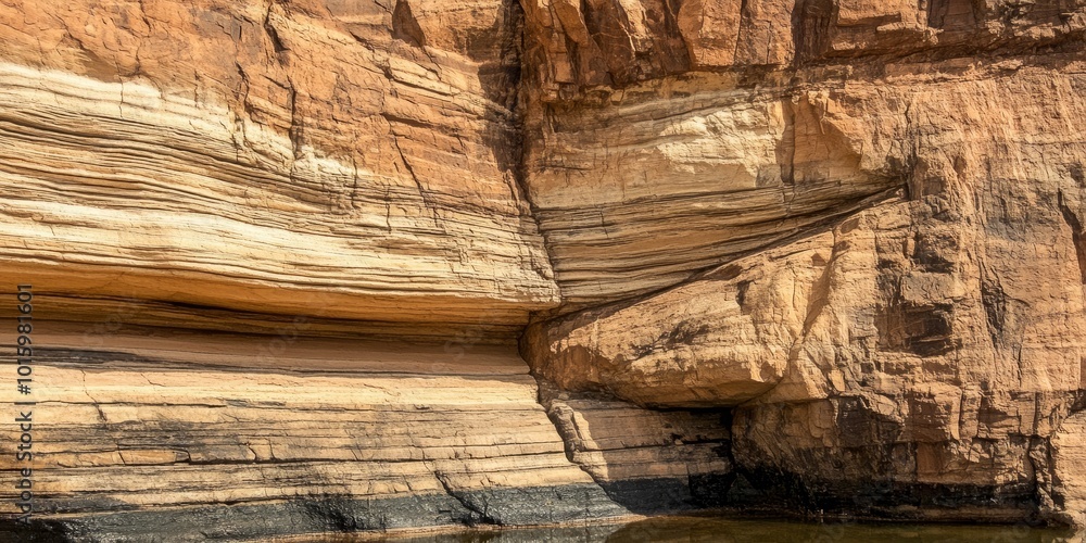 Poster close-up of layered rock formations in a canyon, showing the intricate patterns created by time and 