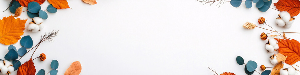 Autumn Leaves with Cotton and Eucalyptus Decoration