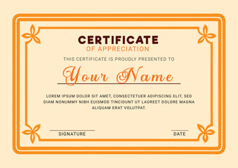 Certificate, Diploma of completion (design template, white background) with Frame, Border