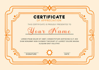 Certificate, Diploma of completion (design template, white background) with Frame, Border