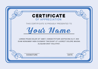 Certificate, Diploma of completion (design template, white background) with Frame, Border