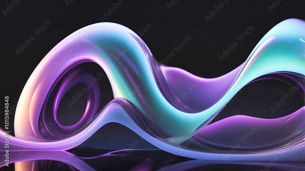 Poster abstract structure of smooth translucent curved shapes