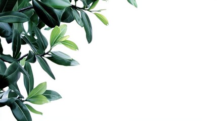 Fresh green foliage on white background for spring themes