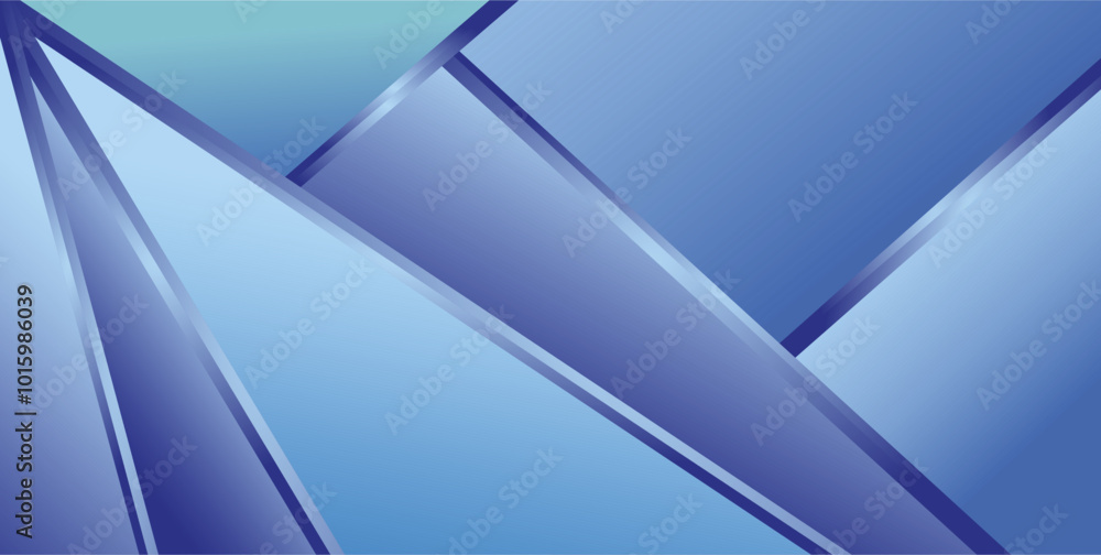 Poster composition of diagonal lines and planes with blue colors gradation and empty space as background inspiration for visual communication design