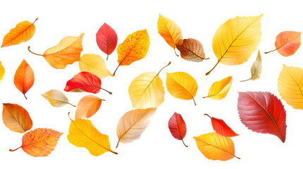 Obraz premium Falling Autumn Leaves White Background