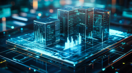 Abstract digital business charts and graphs. Digital business concept.