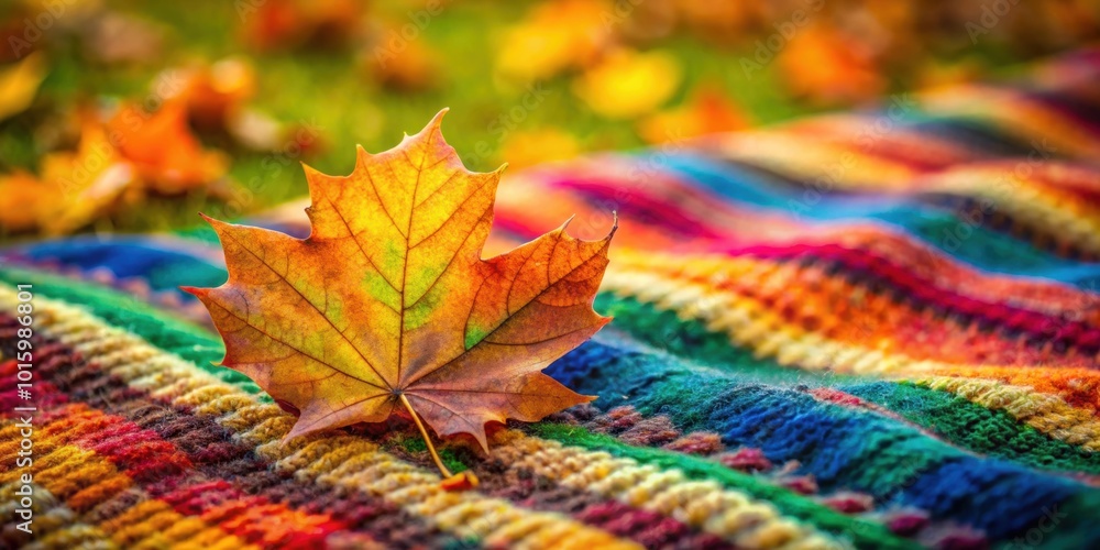 Wall mural A single leaf resting on the ground amidst a colorful blanket of autumn foliage, autumn, leaves, fall, nature, outdoor