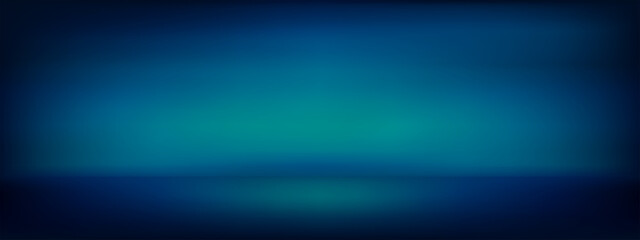 Bright blue solid studio gradient background. Simple interior mockup for product presentation. Vector illustration of stage backdrop.