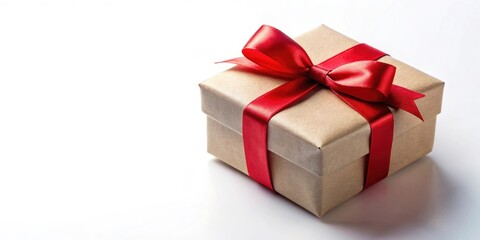 Obraz premium Gift box with a red ribbon on a white background, gift, present, surprise, box, ribbon, celebration, holiday