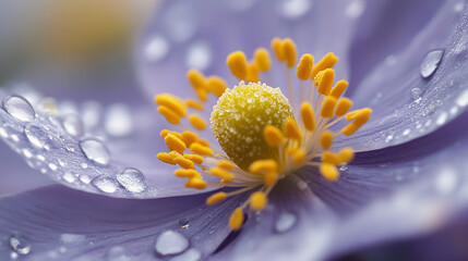 closeup flower in winter with droplet