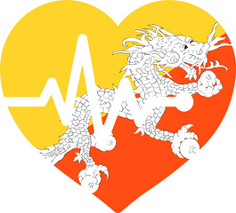 BHUTAN Flag on Heart Beet icon