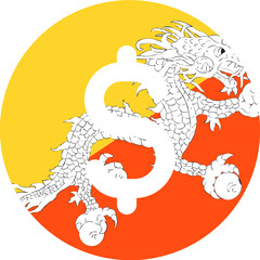 BHUTAN Flag on US Dollars