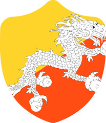Shield Shape of BHUTAN Flag