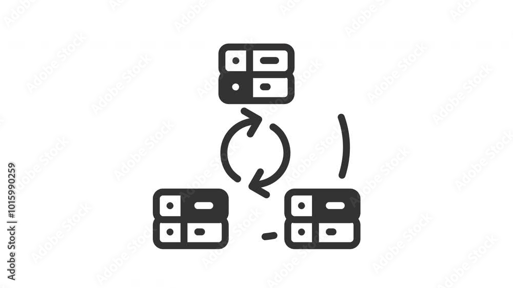 Poster animated network server with illustration of server connected and arrow. ideal for technology articl