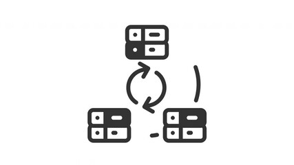 Animated network server with Illustration of server connected and arrow. Ideal for technology articles, website designs, computer, network, internet, database, and presentations on data management - Powered by Adobe