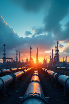 energy supply with gas pipeline, petrochemical industry with oil refinery