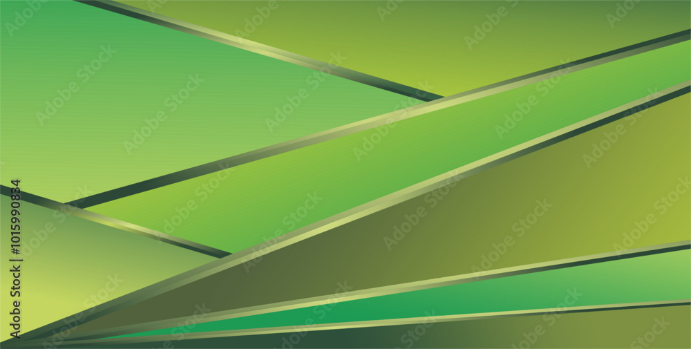 Poster composition of diagonal lines and planes with green colors gradation and empty space as background i