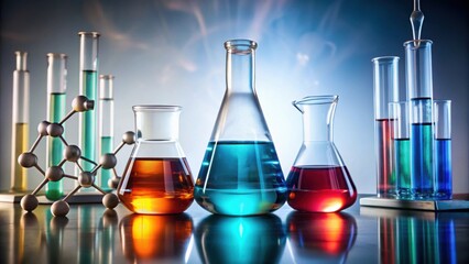 Chemistry lab experiment with reaction formula in toning , chemistry, lab, experiment, reaction, formula, toning