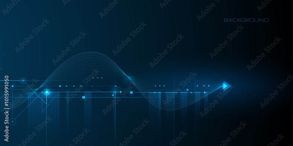 Leinwandbilder Vector Abstract futuristic circuit board and mesh line, Illustration high computer and Communication technology on blue color background. High tech digital technology,global social media concept