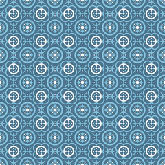 Blue Tile Pattern Vector. Talavera Seamless Pattern