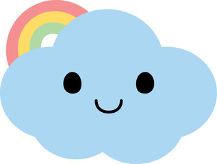 Cute cloud cartoon characters. Flat design illustration.