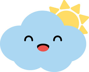 Cute cloud cartoon characters. Flat design illustration.