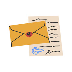 Postcard Envelope Illustration. Post cards, envelopes, post stamps, craft paper letters and mail envelopes. Postage cards, vintage envelopes illustration