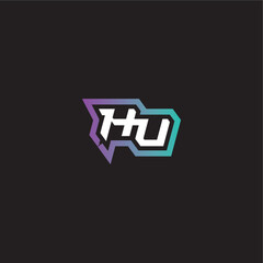 modern esport gaming monogram logo letter dynamic and bold concept HU