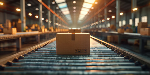 Parcel on a conveyor belt factory