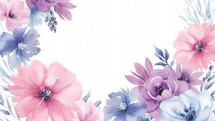 watercolor background with leaves and flower