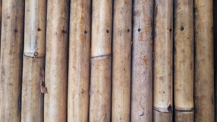 Obraz premium close-up of bamboo fence texture background arranged parallel to the same size