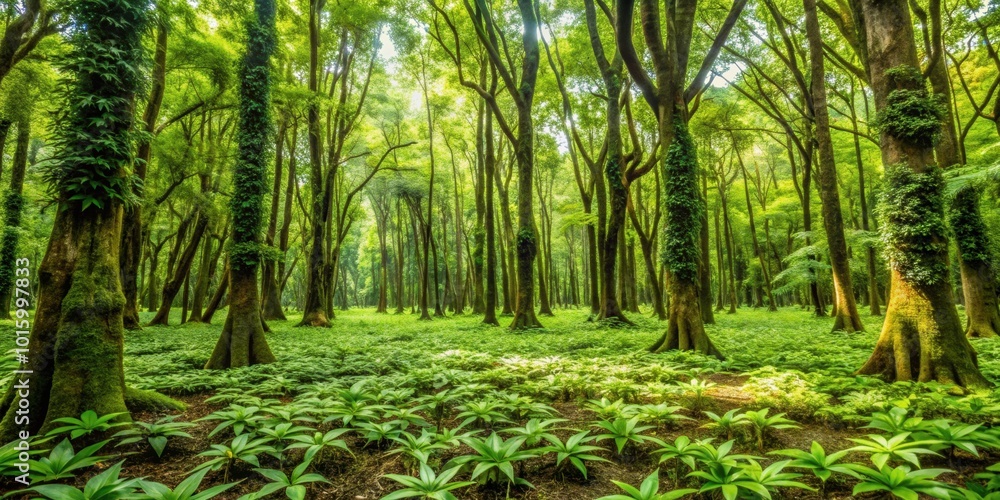 Canvas Prints Lush sweetgum forest in Honduras, sweetgum, trees, forest, leaves, nature, Honduras, green, vibrant, tropical, biodiversity