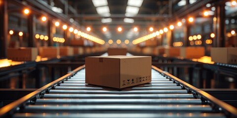 Parcel on a conveyor belt factory