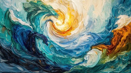 Abstract Ocean Waves Painting