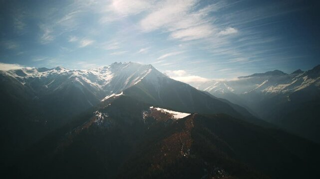 Time lapse photography of snow capped mountains in Lixian County, Aba Prefecture, Sichuan Province