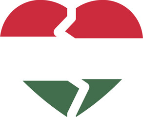Broken Heart Icon of HUNGARY Flag