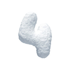 Number 4 made of snow realistic 3d design isolated on background. Four sign made from snowy white texture. Vector illustration
