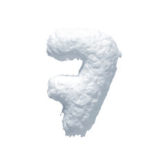 Number 7 made of snow realistic 3d design isolated on background. Seven sign made from snowy white texture. Vector illustration